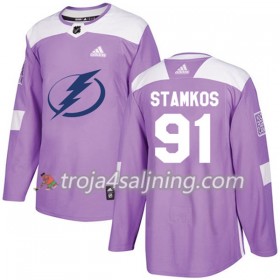 Tampa Bay Lightning tröja Steven Stamkos 91 Adidas 2017-2018 Lila Fights Cancer Practice Authentic - NHL Tröjor Herr